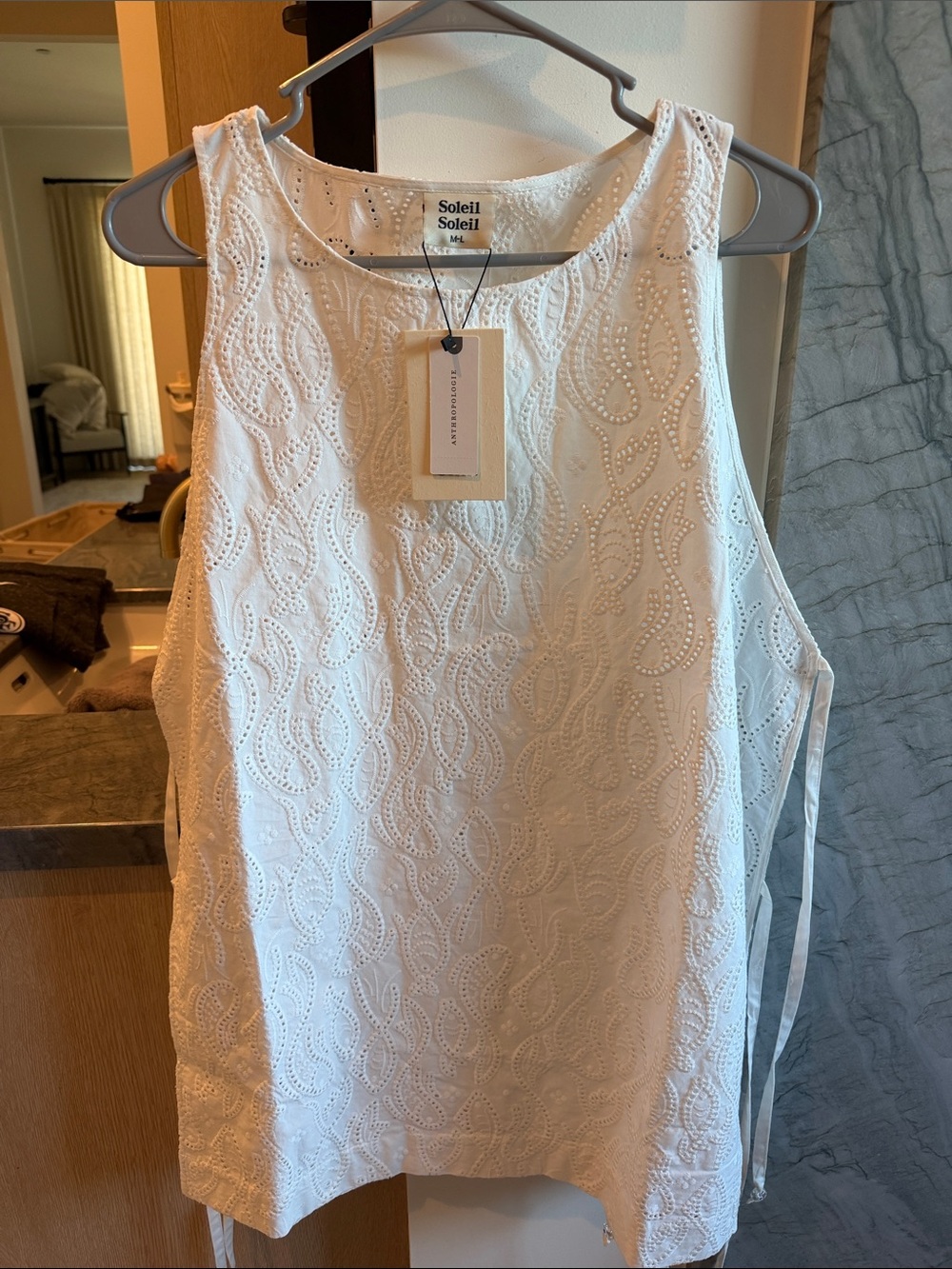 Soleil Soleil White Eyelet Tank Top